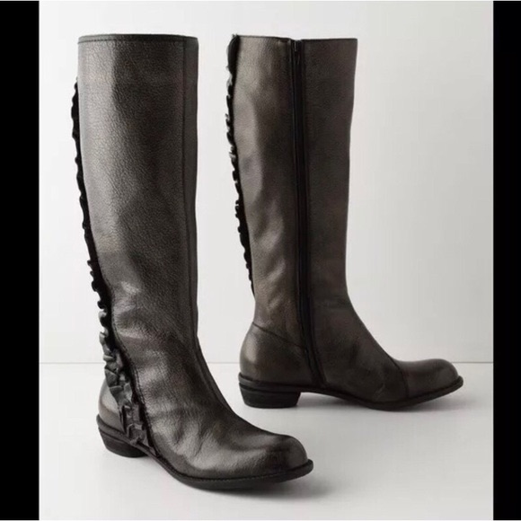 Anthropologie Miss Albright Green Ruffle Boots